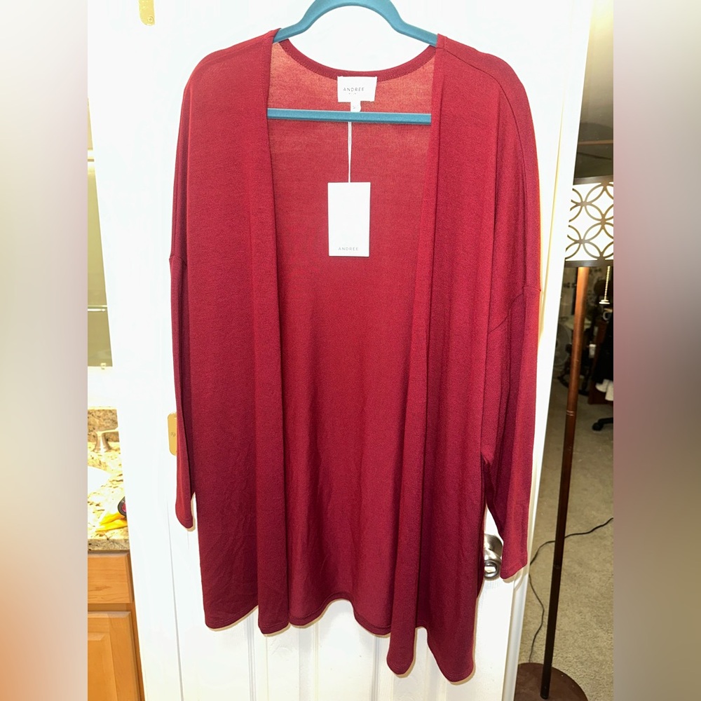 Andrée by Unit 2X Open-Front Red Cardigan Sweater